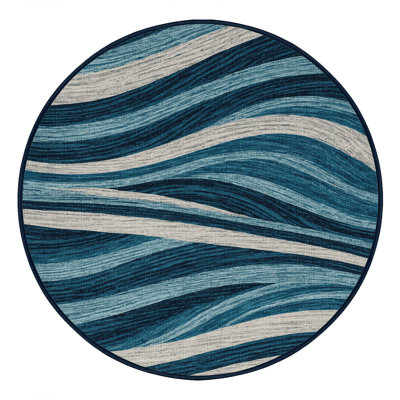 Washable Ocean Current Design Hawaiian Area Rug