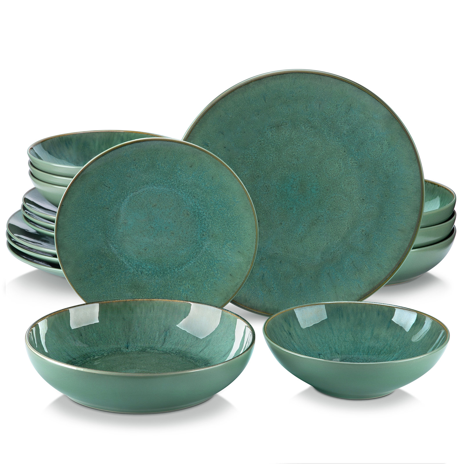 Karst Ceramic，Stoneware Dinnerware Set, Green