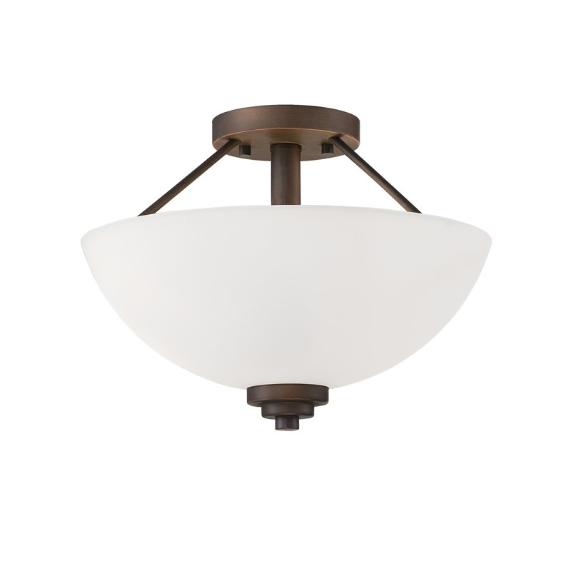 Hester Glass Semi Flush Mount, Rubbed Bronze