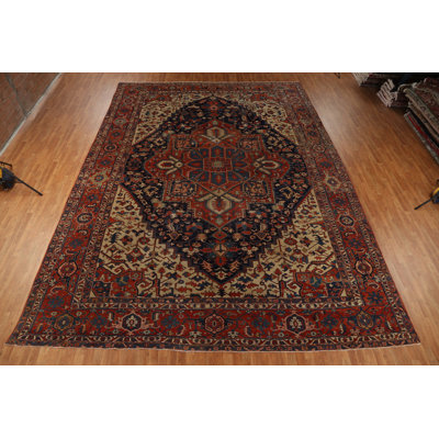 One-of-a-Kind 12'8" X 17'0" 1900s Wool Area Rug in