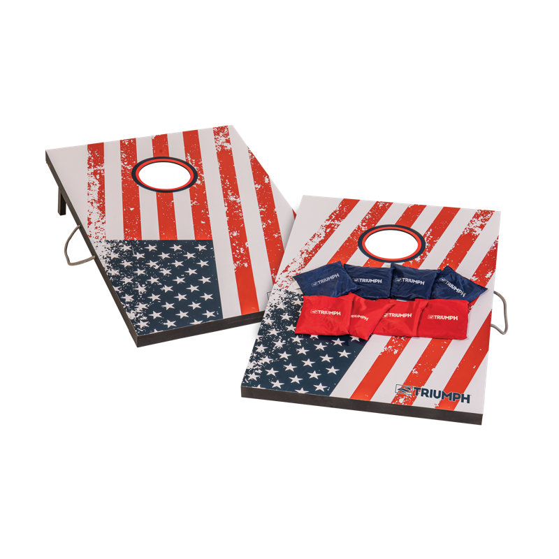 Patriotic American Flag Cornhole Set with Red and Blue Bean Bags
