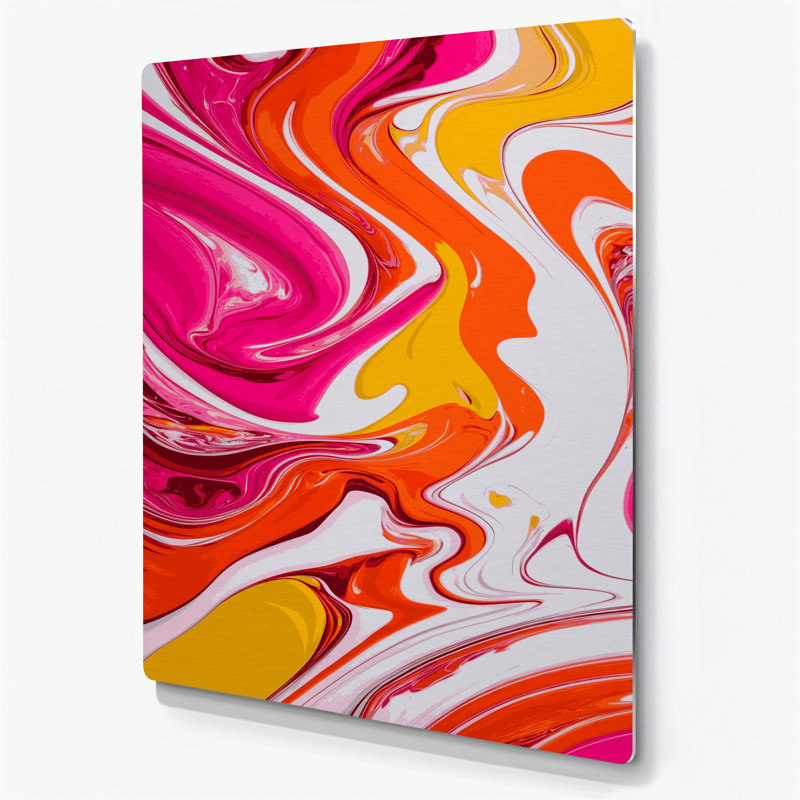 Art abstrait abstrait en métal orange 31, H 16 po x l 20 po