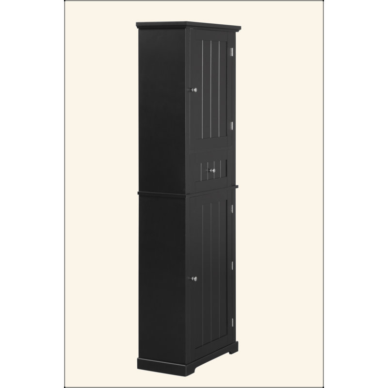 Grande armoire de rangement pour salle de bain, armoire de rangement autoportante avec tiroir et tablette réglable, panneau de fibres à densité moyenne avec finition peinte