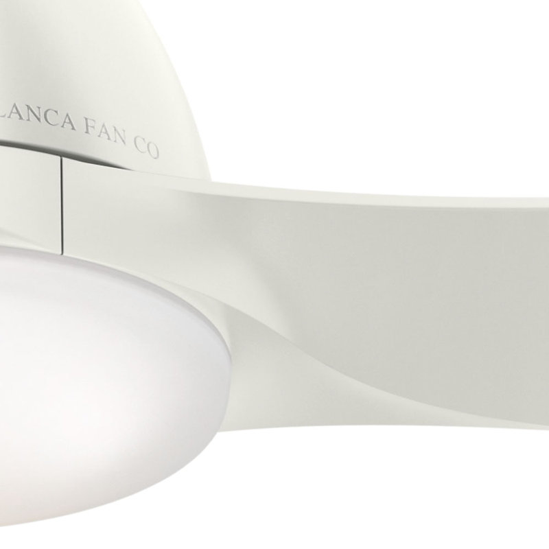 44" Wisp 3-Blade LED Standard Ceiling Fan with Remote Control and Light Kit Included, White