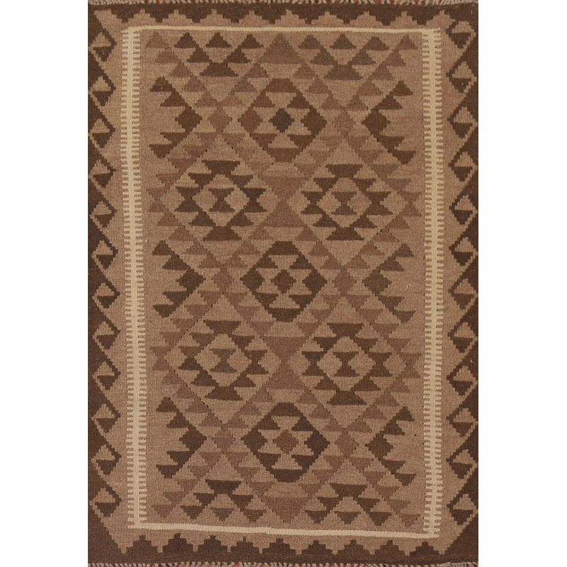 Tapis brun en laine réversible Kilim 3 x 5
