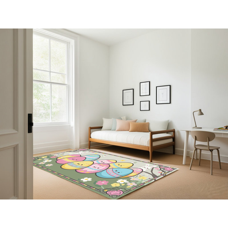 The Holiday Aisle® Easter Spring Holiday Rug, Rectangle 4' x 6'