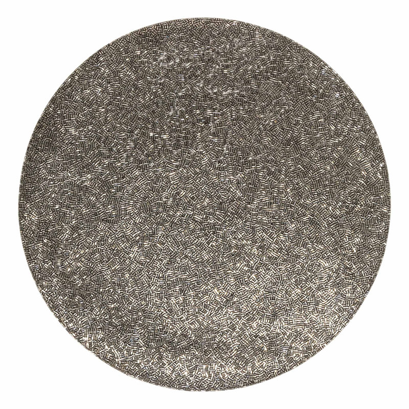 Sparkles Home Beaded Placemat | 15" Round Glass Bead Table Mat | Rubberized Backing | Chic, Charcoal