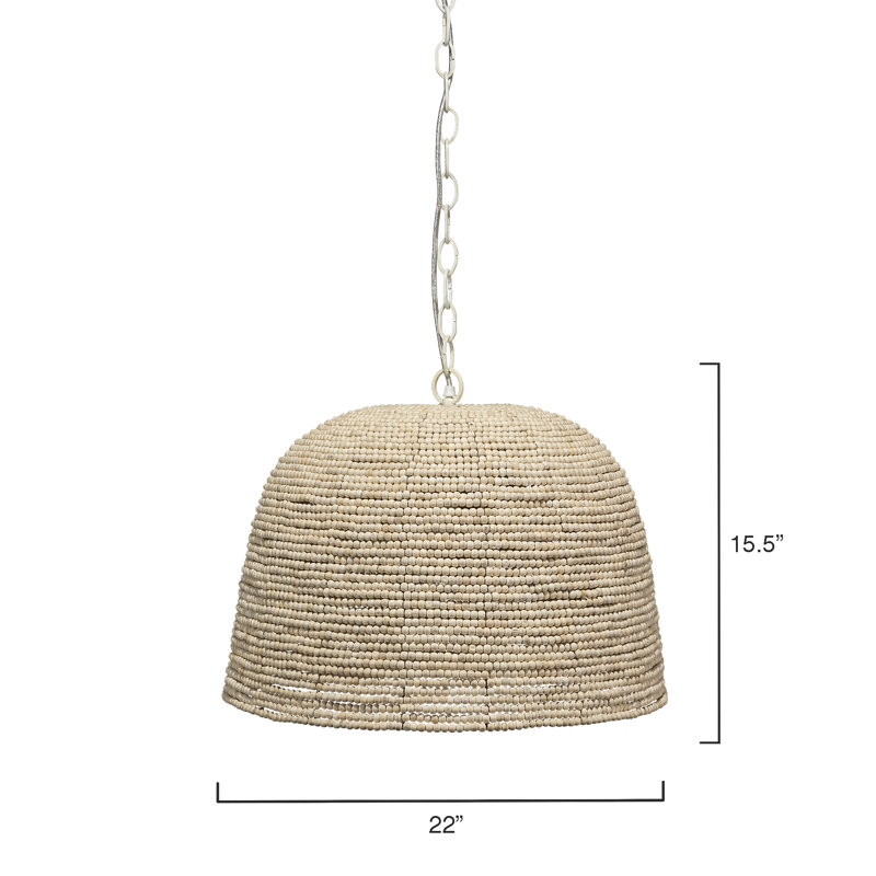 Pacifica 1-Light Off White Mango Wood Pendant