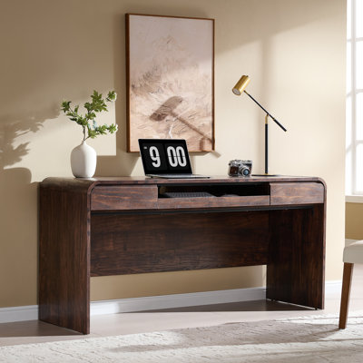Maud 63" Modern Computer Desk with 2 Storage Drawers, Computer Writing Desk with Keyboard Tray & Power Outlet for Home Office