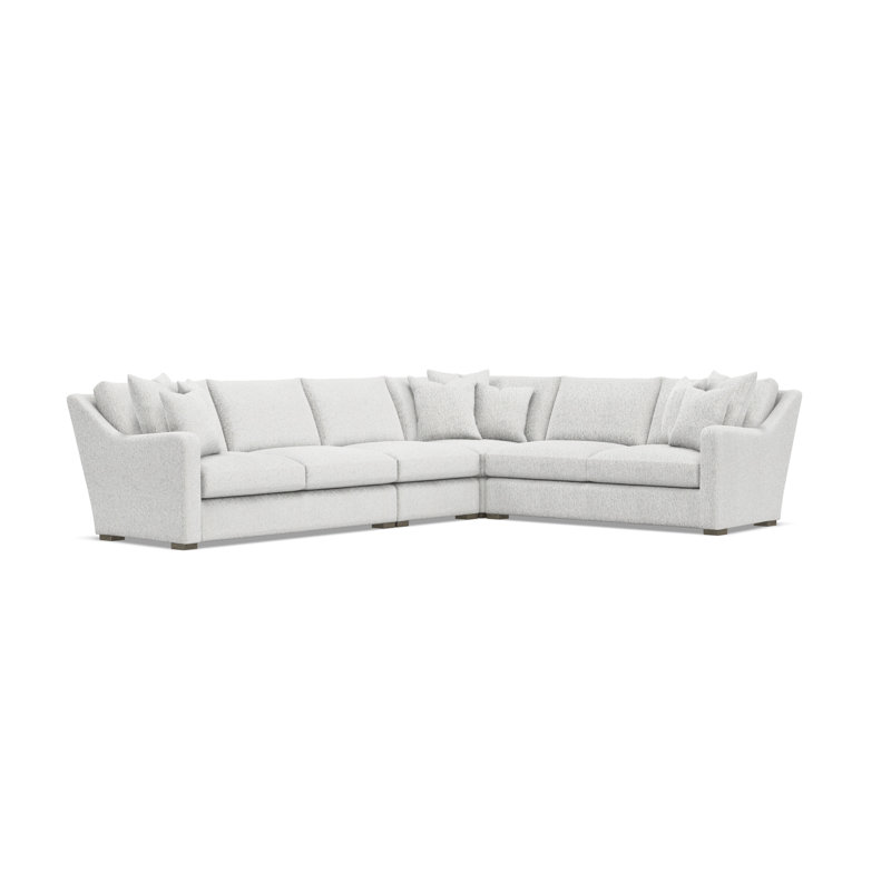Sectional, 34.5" H x 137.5" W x 107.5" D, White Polyester, Right Hand Facing