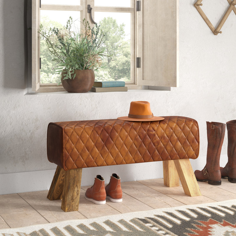 Merola 100% Leather Upholstered Bench