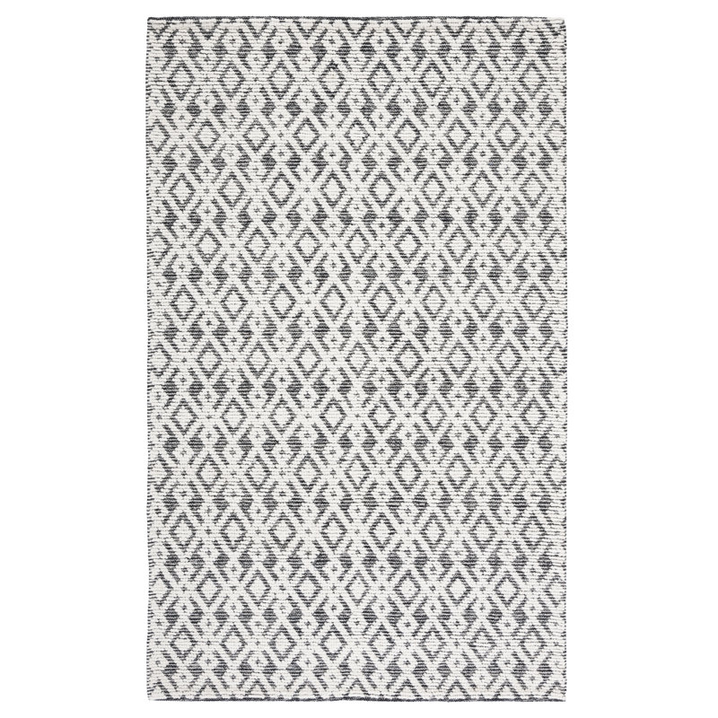 Tapis ivoire / noir tissé à la main Franson, Rectangulaire 3 pi x 5 pi