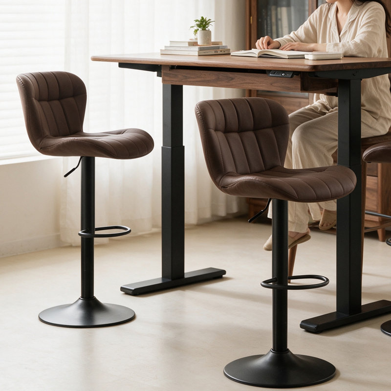Tabouret de bar pivotant et réglable, Brun, 3