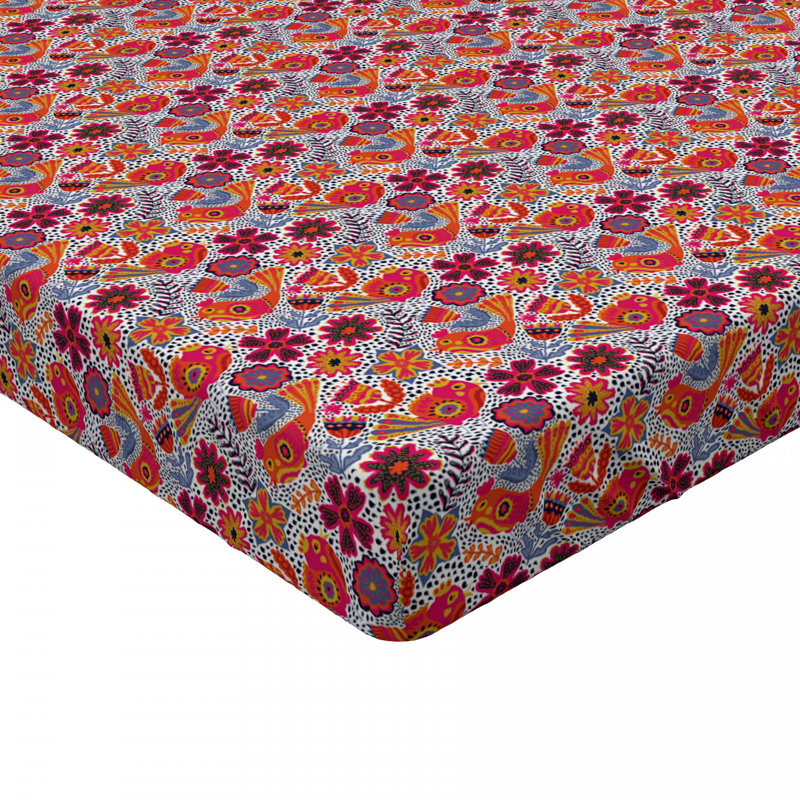 Microfiber Floral Fitted Sheet, Twin XL Fitted Sheet, Red Floral