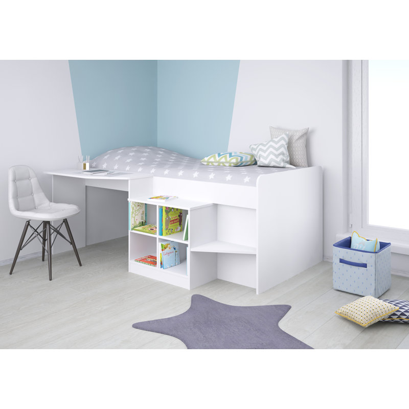 Alessia Single (3') Mid Sleepers with Desk Included, White