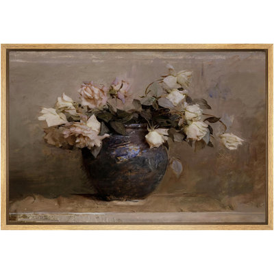 Roses de style antique dans un vase, illustrations de bouquet de fleurs intemporelles, style champêtre français