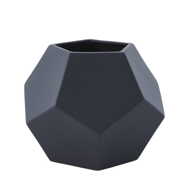 Faceted Table Vase, 4" H x 4.5" W x 4.5" D, Black