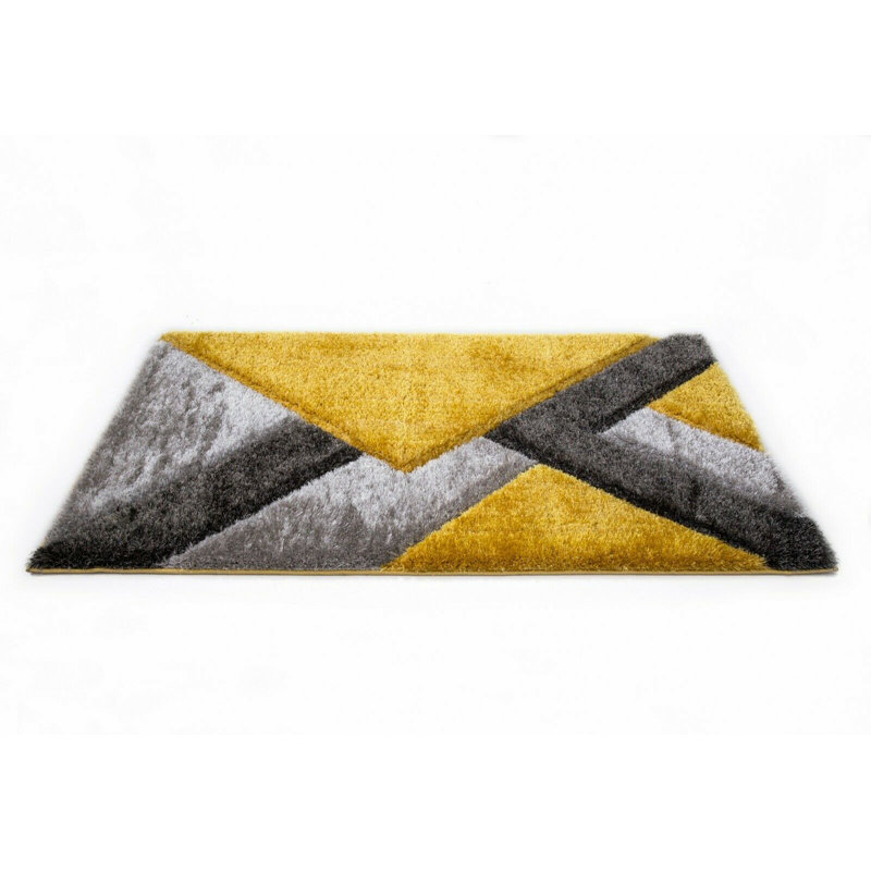 Hubler Geometric Shag Area Rug, Rectangle 60 x 110cm