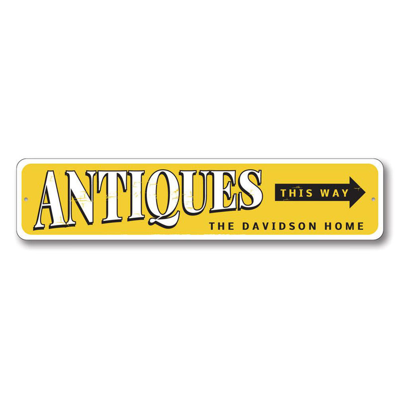 Plaque en aluminium Antiques This Way, H 4 po x l 18 po x P 0,04 po