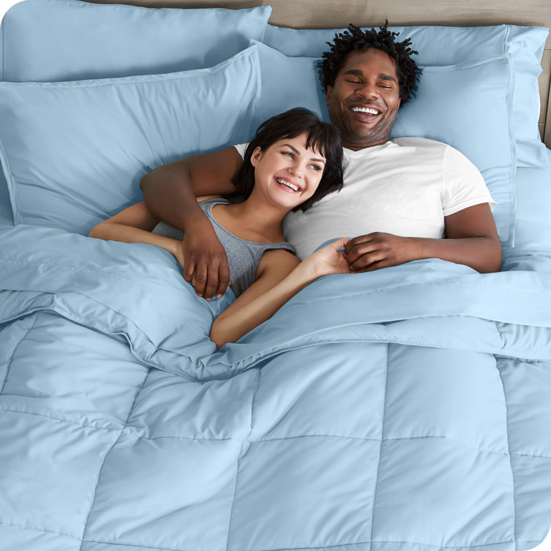 Microfiber Bed-In-A-Bag, Twin XL Comforter + 4 Additional Pieces, Light Blue/Light Blue