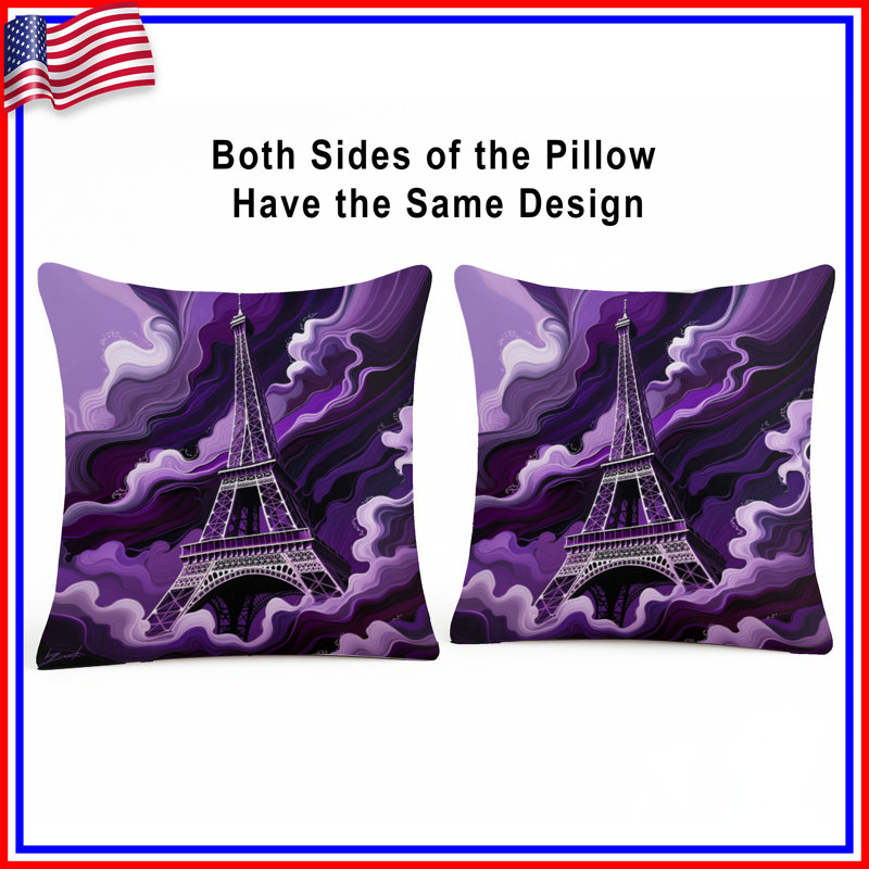 Coussin Tour Eiffel, coussins double face Architecture, 16 x 16 inches