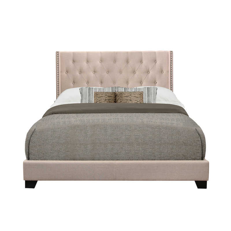 Lit tapissier Mynatt, Très grand, Beige