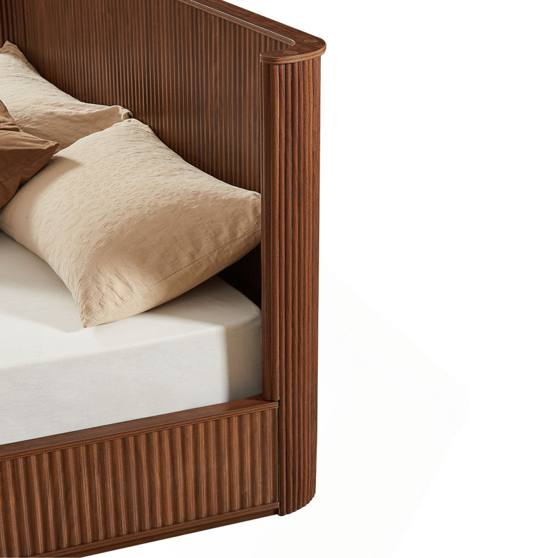 Tête de lit plateforme ondulée en bois ondulé, tête de lit de 44 po de hauteur, minimaliste moderne, assemblage facile, aucun sommier requis