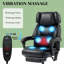 Élégant fauteuil de massage noir rembourré avec inclinaison, vibration et chaleur pour le bureau à domicile et le bureau