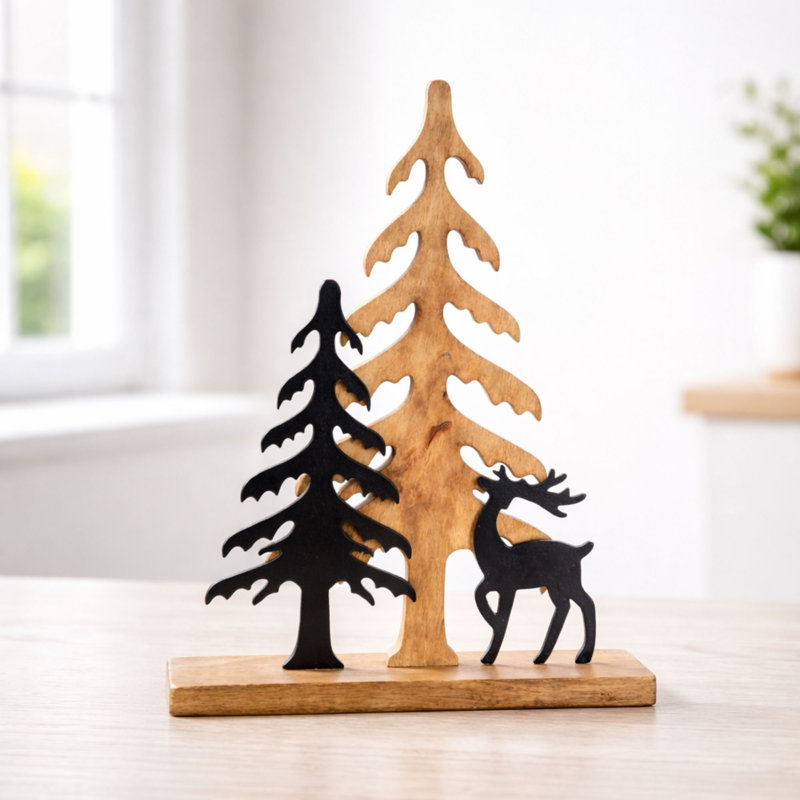 Silhouette de cerf et de pin Woodland