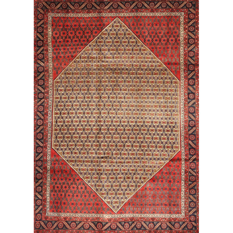 Tapis traditionnel rouge / beige Kandi, Rectangle 6 pi x 9 pi