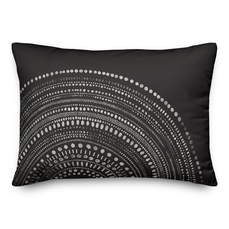 Housse et insert de coussin rectangulaire pour l'extérieur Circle Dot, Noir, Géométrique 2
