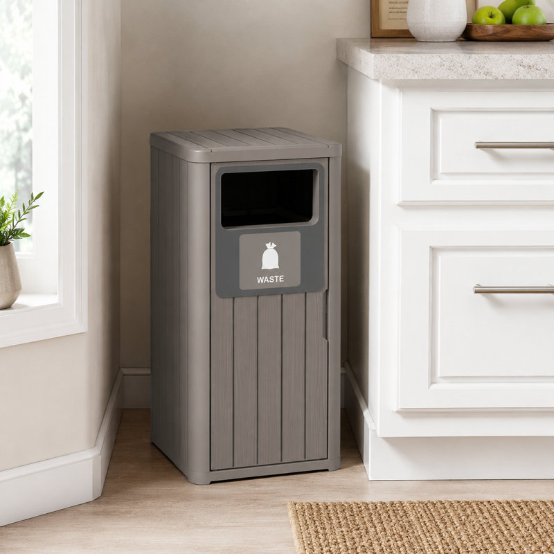 Weatherproof Resin Trash Can with Lid