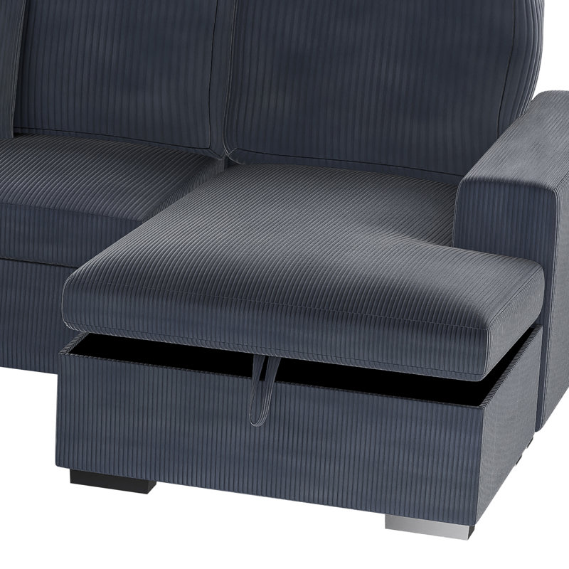 Canapé modulaire 4 pièces convertible, Velours côtelé gris