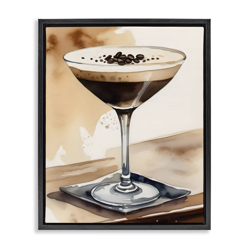  Art mural aquarelle espresso Martini par LSR Design Studio, Cadre flottant noir de jais, H 21 po x l 17 po