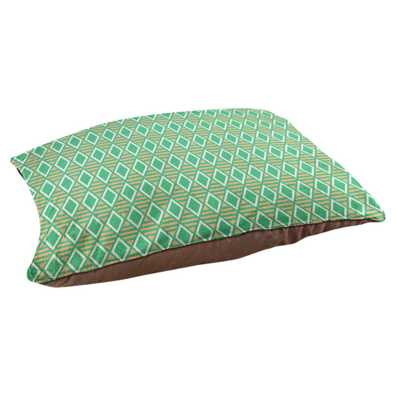 Byrge Geometric Fleece Pet Bed, 52" L x 42" W, Green/Orange