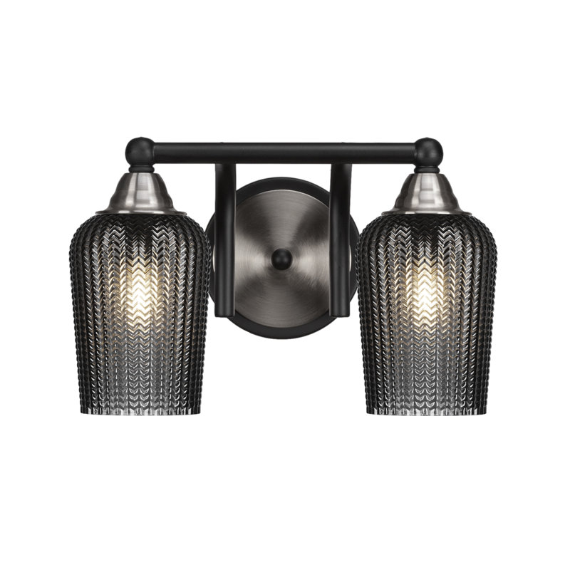 Michell 2-Light Bath Bar, Black, Matte Black/Brushed Nickel