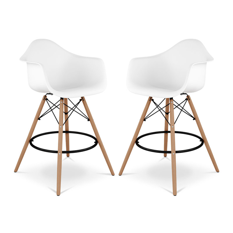 Tabouret de comptoir Modholic Eiffel avec accoudoirs, blanc (ensemble de 2), Blanc