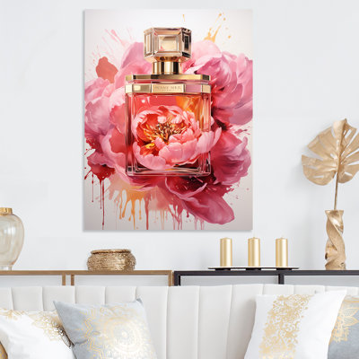 «Pink Poised Petals Perfumes» - Parfums, art mural en métal