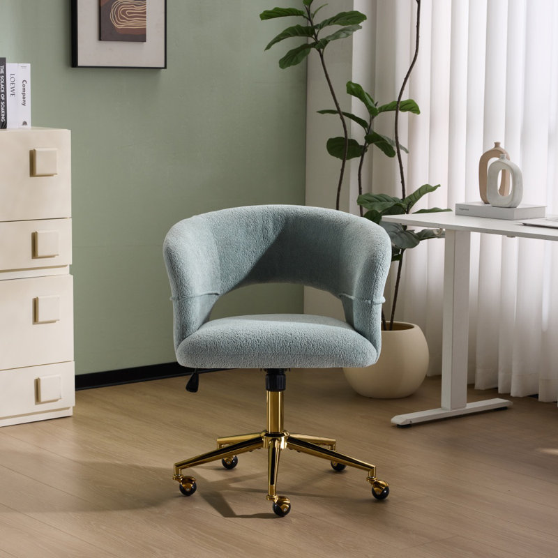 25.1 Inch Velvet Ring Backrest Swivel Office Chair, Mint Green