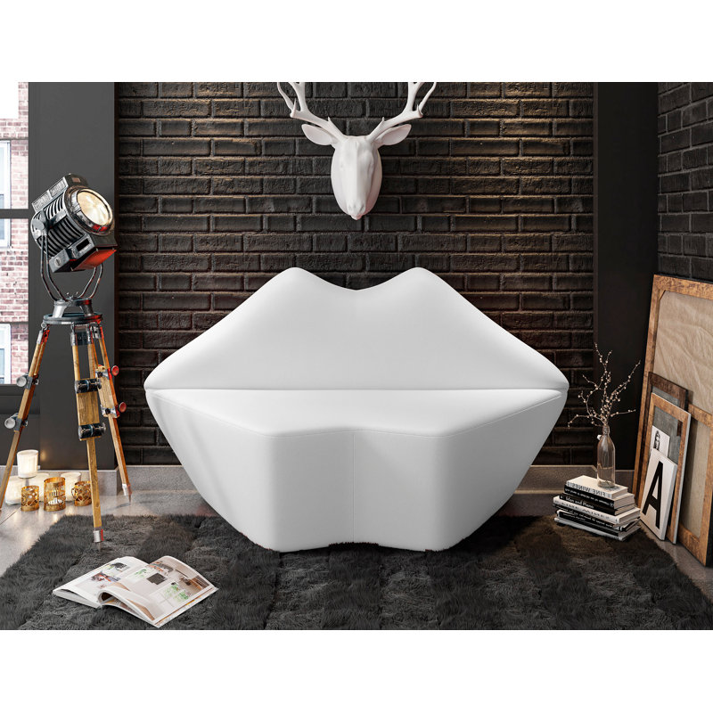 Causeuse en cuir Kiss, Blanc