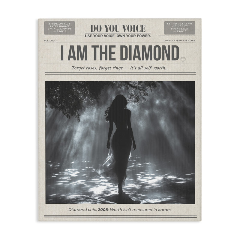 Toile de journal Diamond Chic, design par A Barefoot Stylist, H 30 po x l 24 po