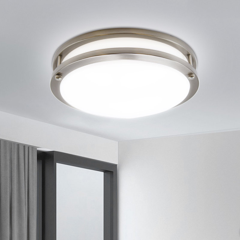 14 Inch LED Flush Mount Ceiling Light, 24W Dimmable LED Ceiling Light Fixture, 3000K Warm White & Brush Nickel, 3000K