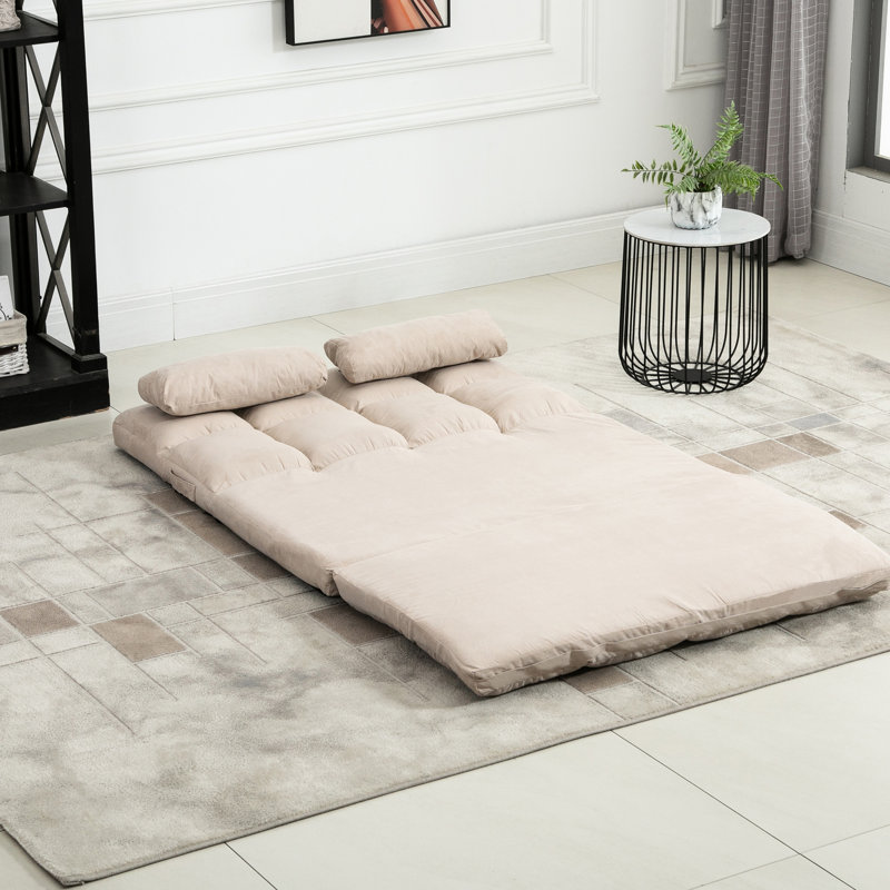 Fauteuil convertible convertible - pliable avec 2 coussins, repose-pieds réglable, beige, lit d'appoint auxiliaire peu encombrant, dans un fauteuil, épargnant, à des fins diverses
