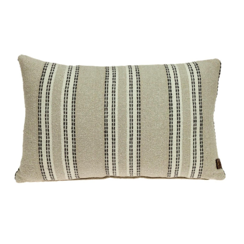 Oatmeal Stripe Weave Lumbar Throw Pillow