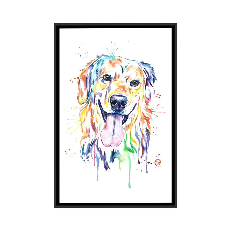«Golden» par Lisa Whitehouse, impression sur toile, H 26 po x l 18 po x P 1,5 po, Toile avec cadre noir, Pas de tapis