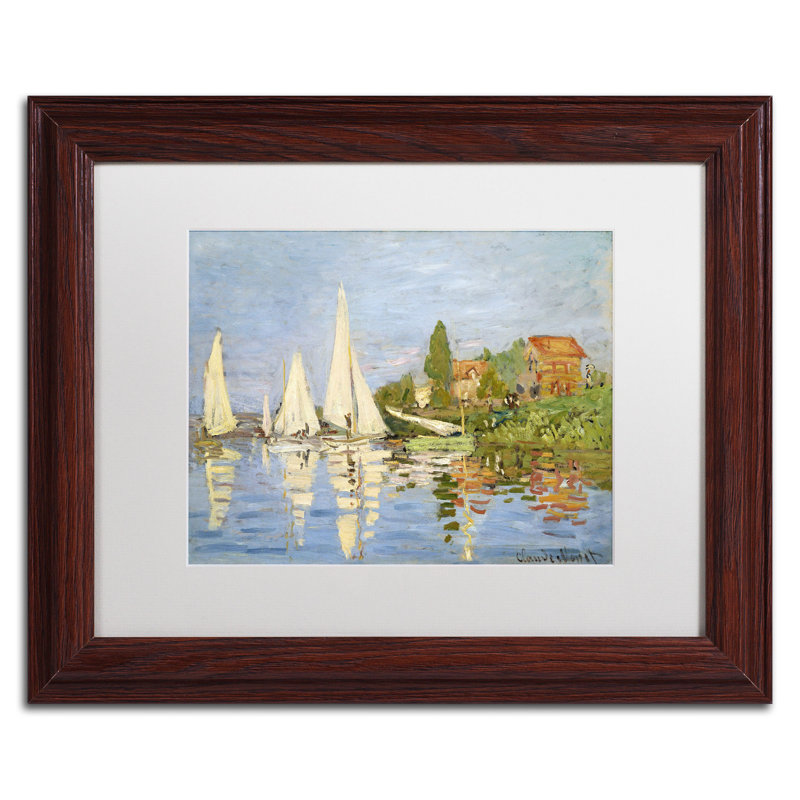 "Regatta at Argenteuil" par Claude Monet, reproduction d'art sur toile encadrée en gris / vert, H 16 po x l 20 po x P 0,5 po