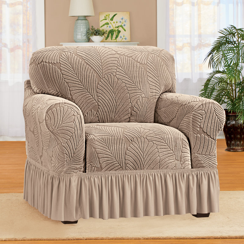 Housse à jupe à volants texturée, Taupe texturé