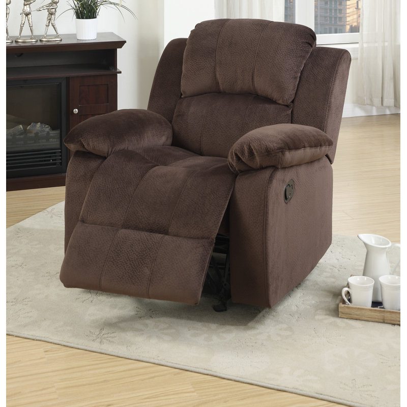 Motion Recliner Chair 1Pc Rocker Recliner Couch Living Room Furniture Chocolate Padded Suede Metal Reclining, Brown