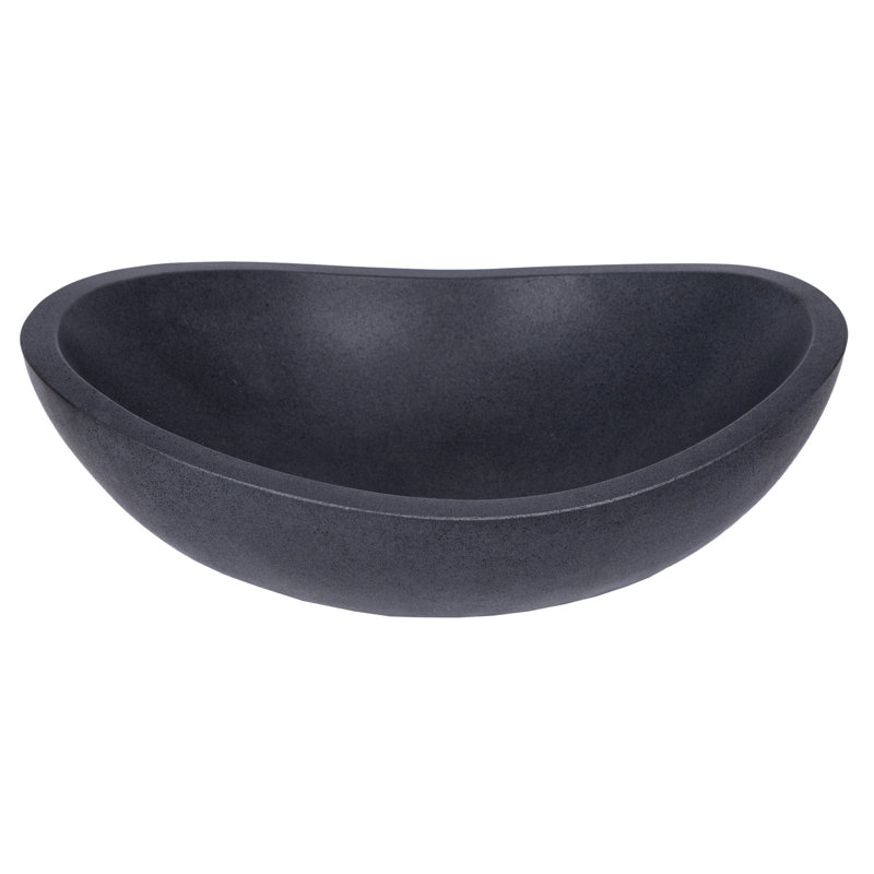 Eden Bath 14'' Honed Black Stone Oval Bathroom Sink