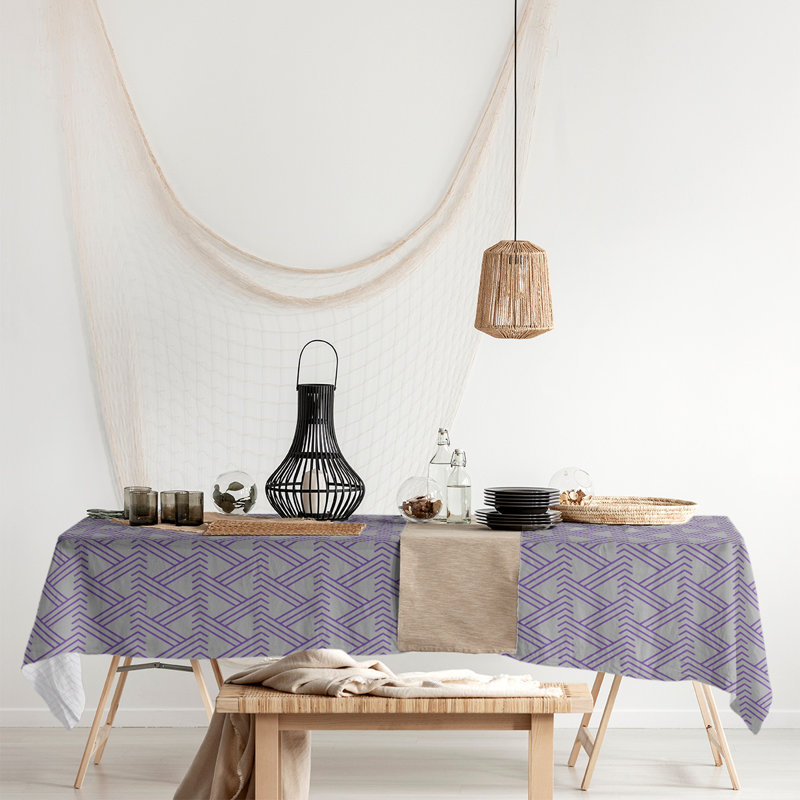 Classic Zig Zag Tablecloth, Gray/Purple